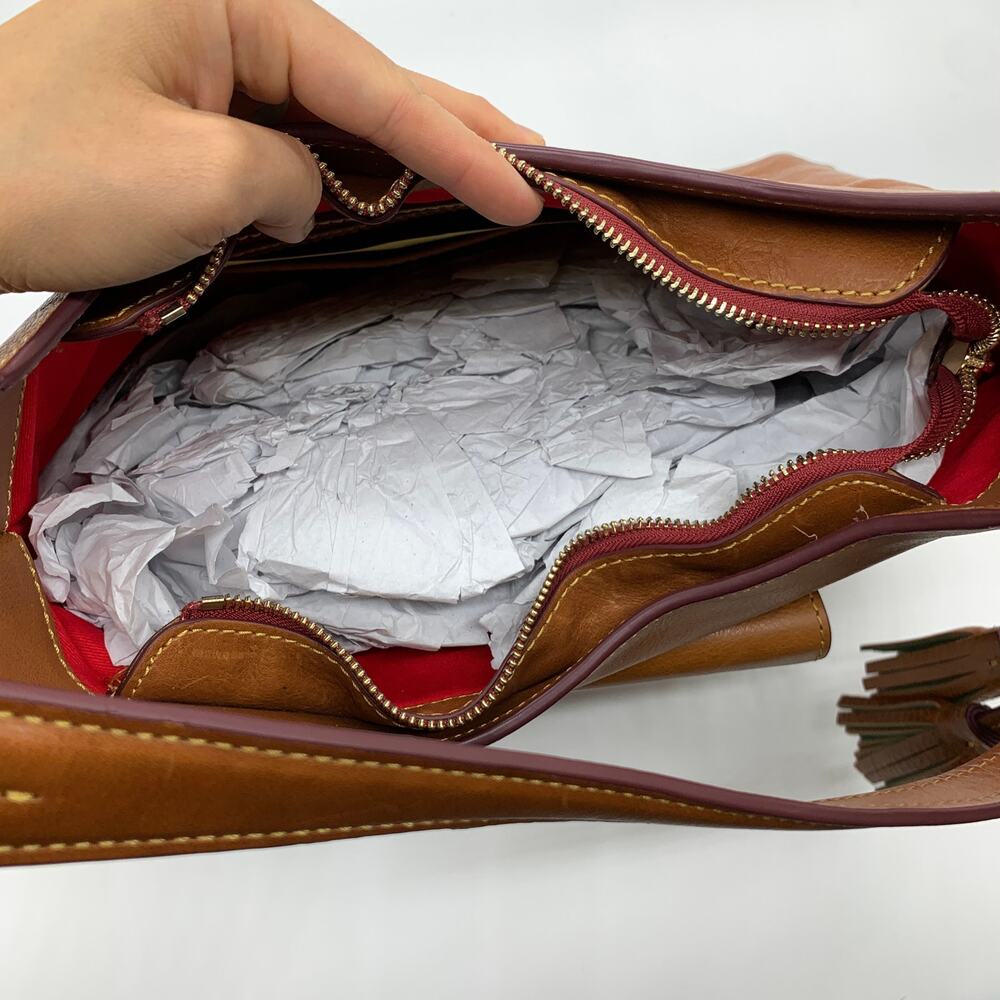 Dooney & Bourke Hobo Shoulder Bag Florentine Leather Womens Natural Purse - Picture 9 of 16